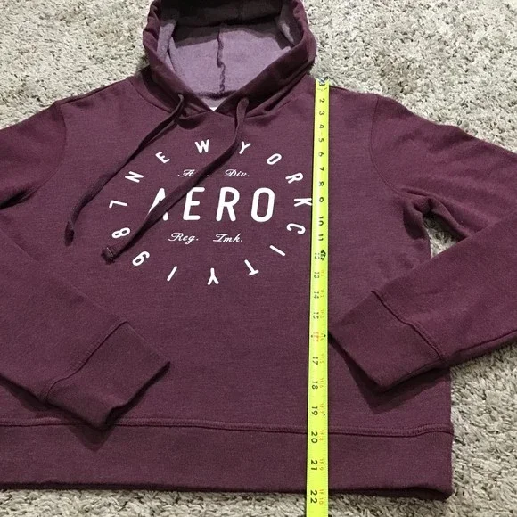 Aeropostale Women's Hoodie Medium Maroon Super Soft Inside Pullover - Picture 4 of 9